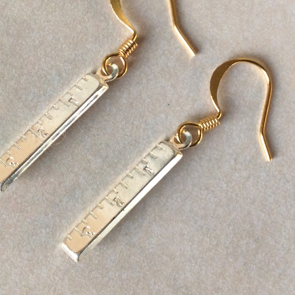 New silver/ gold plated hooks tiny ruler earrings